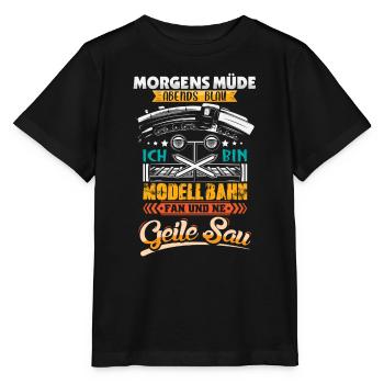 Model Railway Model Railway - Stanley/Stella MINI CREATOR Kids’ T-Shirt - black - Front - Mikhail (115cm)