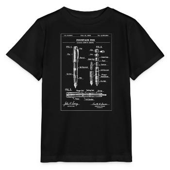 Vintage Fountain Pen Patent Sketch - Stanley/Stella MINI CREATOR Kids’ T-Shirt - black - Front - Mikhail (115cm)