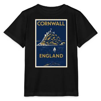 Cornwall England – Art Deco Travel Poster - Stanley/Stella MINI CREATOR Kids’ T-Shirt - black - Front - Mikhail (115cm)