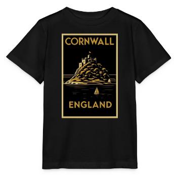 Cornwall England – Art Deco Travel Poster - Stanley/Stella MINI CREATOR Kids’ T-Shirt - black - Front - Mikhail (115cm)