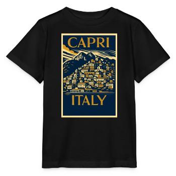 Capri Italy – Navy & Gold Vintage Poster Art-Déco - Stanley/Stella Kinder T-Shirt MINI CREATOR  - Schwarz - Vorne - Mikhail (115cm)