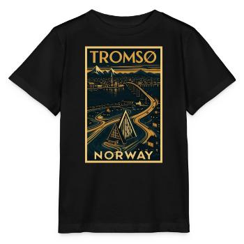 Tromsø Norway – Retro Travel Poster Art Deco - Stanley/Stella MINI CREATOR Kids’ T-Shirt - black - Front - Mikhail (115cm)