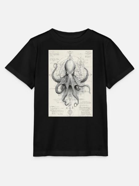 Geometrischer Oktopus-Bauplan - Stanley/Stella Kinder T-Shirt MINI CREATOR - Schwarz