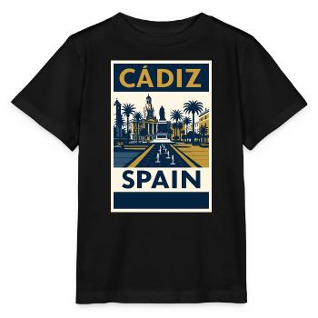 Cádiz Spanien – Retro Reiseposter Navy/Gold - Stanley/Stella Kinder T-Shirt MINI CREATOR  - Schwarz - Vorne - Mikhail (115cm)
