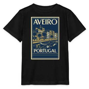 Aveiro Portugal – Vintage Art Deco Travel Poster - Stanley/Stella MINI CREATOR Kids’ T-Shirt - black - Front - Mikhail (115cm)