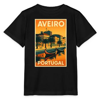 Aveiro Portugal – Retro Reiseposter Kanäle - Stanley/Stella Kinder T-Shirt MINI CREATOR  - Schwarz - Vorne - Mikhail (115cm)