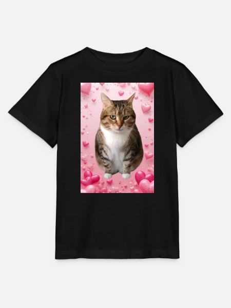 Missty-Katze mit Herzen - Stanley/Stella Kinder T-Shirt MINI CREATOR - Schwarz