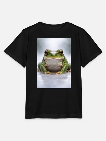 Grüner Frosch im Fokus - Stanley/Stella Kinder T-Shirt MINI CREATOR  - Schwarz