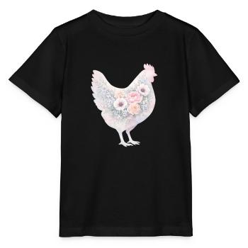 Peinture aquarelle de poule poule - T-shirt bio MINI CREATOR Stanley/Stella Enfant - noir - Devant - Mikhail (115cm)