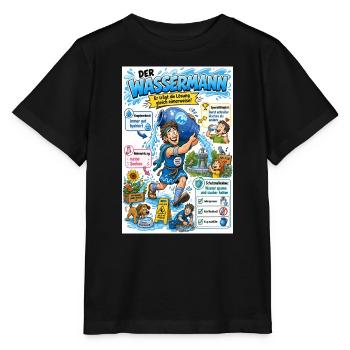 Der Wassermann – die Lösung eimerweise - Stanley/Stella Kinder T-Shirt MINI CREATOR  - Schwarz - Vorne - Mikhail (115cm)