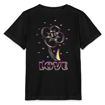 Neon Flower Love - Stanley/Stella Kinder T-Shirt MINI CREATOR  - Schwarz - Vorne - Mikhail (115cm)