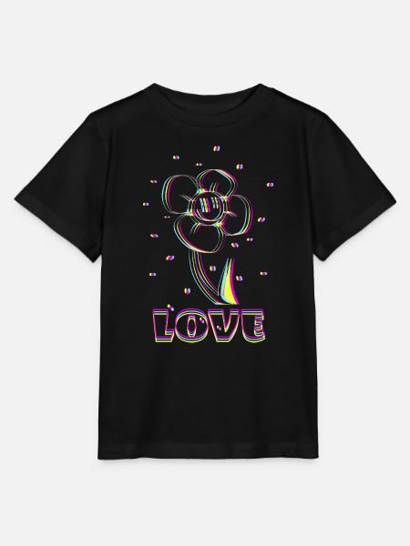 Neon Flower Love - Stanley/Stella Kinder T-Shirt MINI CREATOR - Schwarz