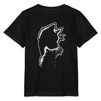 Katzensilhouette | Minimalistisches Design - Stanley/Stella Kinder T-Shirt MINI CREATOR  - Schwarz - Vorne - Mikhail (115cm)