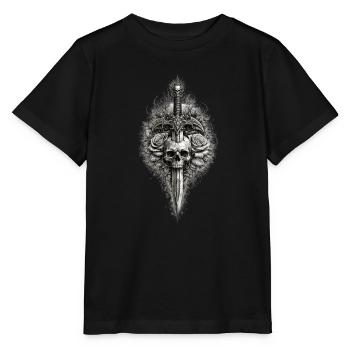 Skull Rose Dagger Gothic Graphic - Stanley/Stella MINI CREATOR Kids’ T-Shirt - black - Front - Mikhail (115cm)