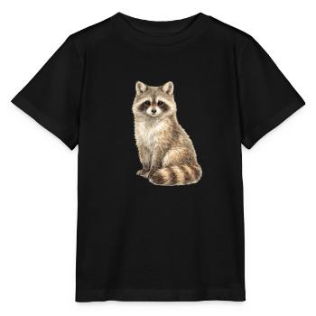 Raccoon in the dream forest - Stanley/Stella MINI CREATOR Kids’ T-Shirt - black - Front - Mikhail (115cm)