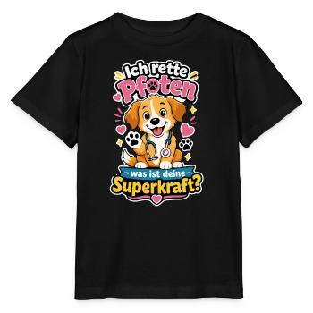 Pfotenheld Deine Superkraft - Stanley/Stella Kinder T-Shirt MINI CREATOR  - Schwarz - Vorne - Mikhail (115cm)