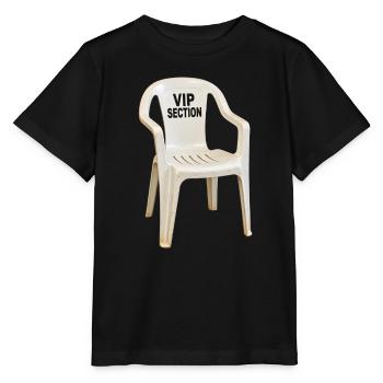 VIP Section – Plastikstuhl mit Größenwahn - Stanley/Stella Kinder T-Shirt MINI CREATOR  - Schwarz - Vorne - Mikhail (115cm)