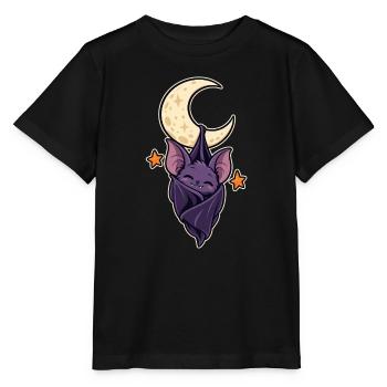 Schlafende Fledermaus auf dem Mond - Stanley/Stella Kinder T-Shirt MINI CREATOR  - Schwarz - Vorne - Mikhail (115cm)