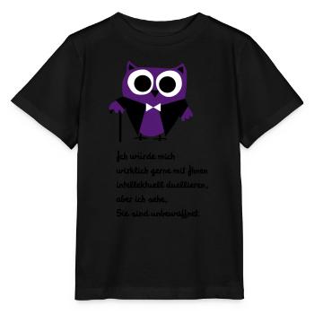 Chouette, satire, disant: «Intellectuellement - T-shirt bio MINI CREATOR Stanley/Stella Enfant - noir - Devant - Mikhail (115cm)