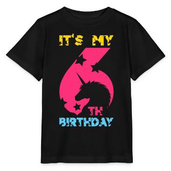 IT'S MY 6TH BIRTHDAY UNICORN 6TH BIRTHDAY - Stanley/Stella MINI CREATOR Kids’ T-Shirt - black - Front - Mikhail (115cm)