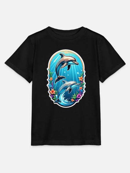 Delfin & Ozean - Stanley/Stella Kinder T-Shirt MINI CREATOR  - Schwarz