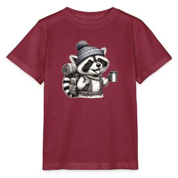 Backpacker Waschbär - Stanley/Stella Kinder T-Shirt MINI CREATOR  - Burgunderrot - Vorne - Kain (125cm)