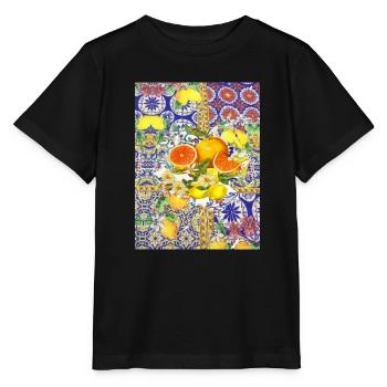 Majolica motifs, carreaux, porcelaine, majolique - T-shirt bio MINI CREATOR Stanley/Stella Enfant - noir - Devant - Mikhail (115cm)
