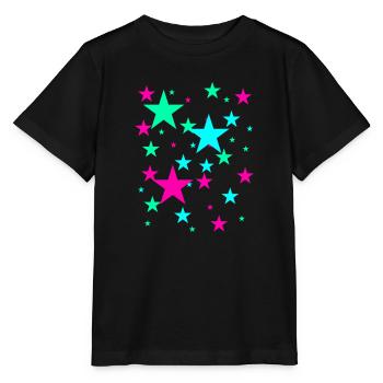 Stars, star, colorful stars - Stanley/Stella MINI CREATOR Kids’ T-Shirt - black - Front - Mikhail (115cm)