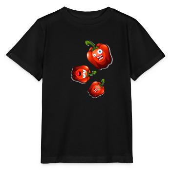 habaneros,piment, trio,habanero, visage - T-shirt bio MINI CREATOR Stanley/Stella Enfant - noir - Devant - Mikhail (115cm)