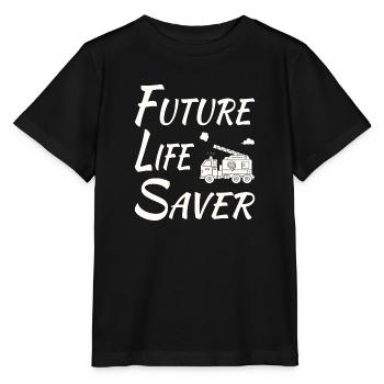 Future Life Saver with Fire Truck - Stanley/Stella MINI CREATOR Kids’ T-Shirt - black - Front - Mikhail (115cm)