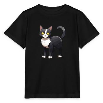 Chat mignon - T-shirt bio MINI CREATOR Stanley/Stella Enfant - noir - Devant - Mikhail (115cm)