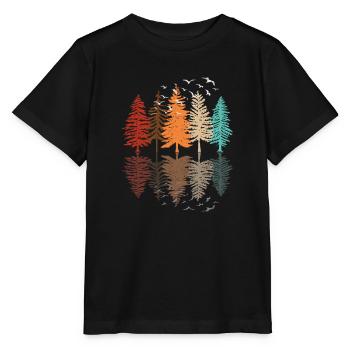 Wald Bäume Reflektion Natur Naturliebhaber - Stanley/Stella Kinder T-Shirt MINI CREATOR  - Schwarz - Vorne - Mikhail (115cm)