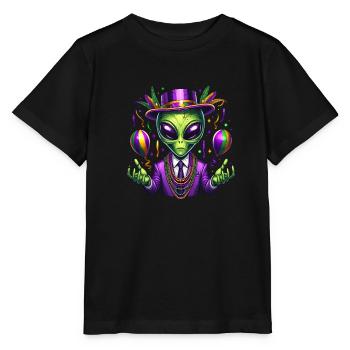 Mardi Gras Alien - Stanley/Stella Kinder T-Shirt MINI CREATOR  - Schwarz - Vorne - Mikhail (115cm)