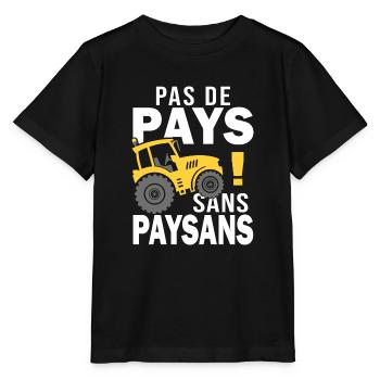 pas de pays sans paysan Tracteur agriculteur - T-shirt bio MINI CREATOR Stanley/Stella Enfant - noir - Devant - Mikhail (115cm)
