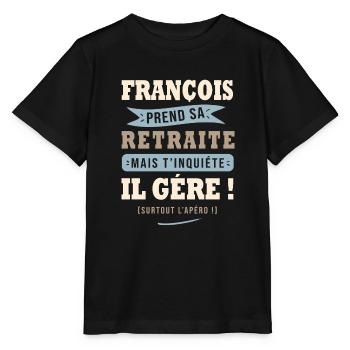 François humour retraite cadeau retraité - T-shirt bio MINI CREATOR Stanley/Stella Enfant - noir - Devant - Mikhail (115cm)
