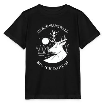 Schwarzwald Hirsch Mond - Stanley/Stella Kinder T-Shirt MINI CREATOR  - Schwarz - Vorne - Mikhail (115cm)