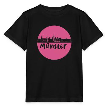 Münster, kreis, skyline,scherenschnitt, pink - Stanley/Stella Kinder T-Shirt MINI CREATOR  - Schwarz - Vorne - Mikhail (115cm)