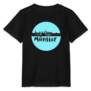 Münster, kreis, skyline,scherenschnitt, blau - Stanley/Stella Kinder T-Shirt MINI CREATOR  - Schwarz - Vorne - Mikhail (115cm)