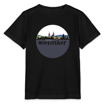 winterhur,skyline,retro, scherenschnitt,schweiz - Stanley/Stella Kinder T-Shirt MINI CREATOR  - Schwarz - Vorne - Mikhail (115cm)