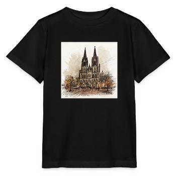 Cathédrale de Cologne,Cathédrale,Cologne,Dessin,Croquis - T-shirt bio MINI CREATOR Stanley/Stella Enfant - noir - Devant - Mikhail (115cm)