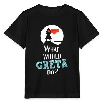Que ferait Greta? - Édition White Superhero - T-shirt bio MINI CREATOR Stanley/Stella Enfant - noir - Devant - Mikhail (115cm)