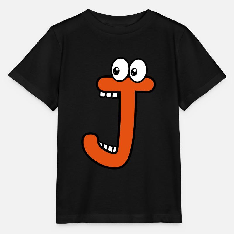 J - Buchstabe J mit Augen 👀 - Stanley/Stella Kinder T-Shirt MINI CREATOR  - Schwarz