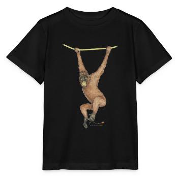 Orang-outan, un singe de la forêt tropicale - T-shirt bio MINI CREATOR Stanley/Stella Enfant - noir - Devant - Mikhail (115cm)