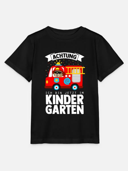 ACHTUNG ich bin jetzt im Kindergarten Feuerwehr - Stanley/Stella Kinder T-Shirt MINI CREATOR  - Schwarz