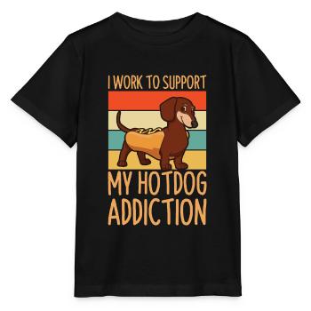 Hot Dog Zitat für einen Hot Dog Liebhaber - Stanley/Stella Kinder T-Shirt MINI CREATOR  - Schwarz - Vorne - Mikhail (115cm)