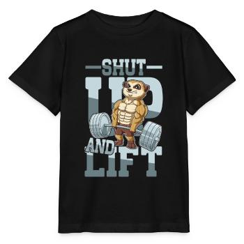 Shut Up and Lift - Stanley/Stella Kinder T-Shirt MINI CREATOR  - Schwarz - Vorne - Mikhail (115cm)