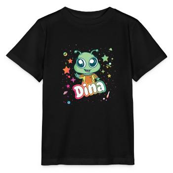 DINA - Schöner Mädchen Name mit süßem Alien - Stanley/Stella Kinder T-Shirt MINI CREATOR  - Schwarz - Vorne - Mikhail (115cm)