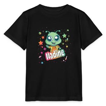 NADINE - Beautiful Girl Name with Cute Alien - Stanley/Stella MINI CREATOR Kids’ T-Shirt - black - Front - Mikhail (115cm)