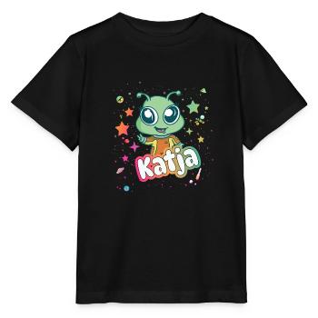 KATJA - Schöner Mädchen Name mit süßem Alien - Stanley/Stella Kinder T-Shirt MINI CREATOR  - Schwarz - Vorne - Mikhail (115cm)