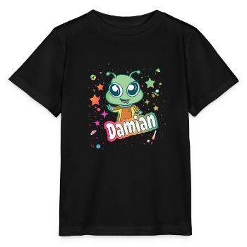 DAMIAN - Beau nom de garçon avec un extraterrestre mignon - T-shirt bio MINI CREATOR Stanley/Stella Enfant - noir - Devant - Mikhail (115cm)